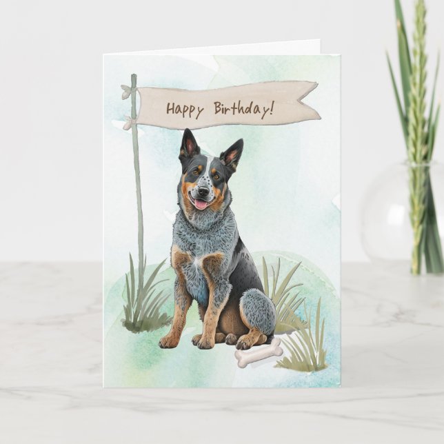 Tarjeta Perro de raza ganadera australiano bajo Rótulo de  (Anverso)