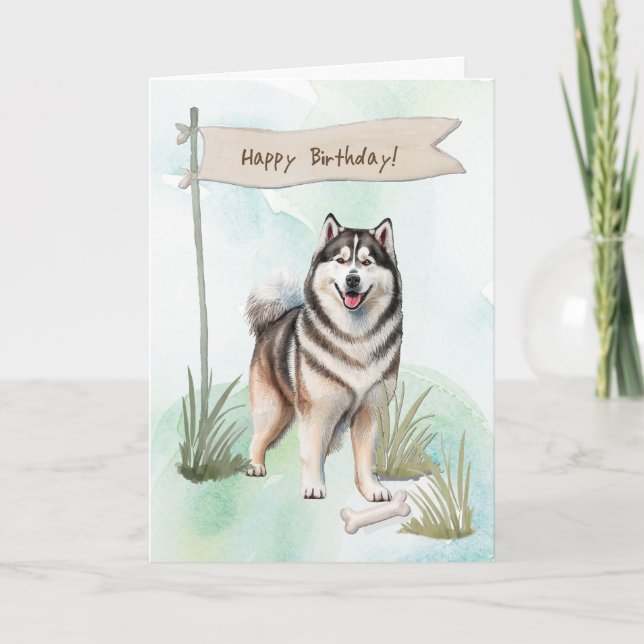 Tarjeta Perro de raza Malamute de Alaska bajo Rótulo de cu (Anverso)