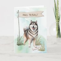 Perro de raza Malamute de Alaska bajo Rótulo de cu