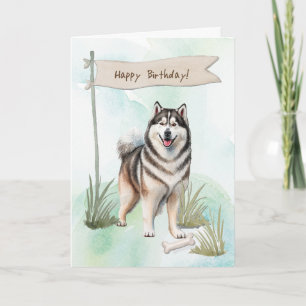 Tarjeta Perro de raza Malamute de Alaska bajo Rótulo de cu