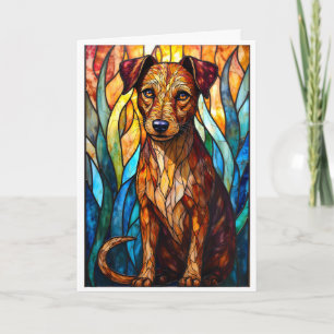 Tarjeta Perro de raza mixta estilo vidrio emplomado