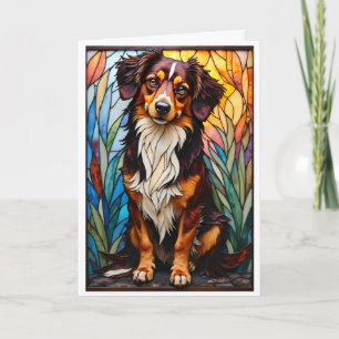 Tarjeta Perro de raza mixta estilo vidrio emplomado