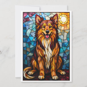 Tarjeta Perro de raza mixta estilo vidrio emplomado plano