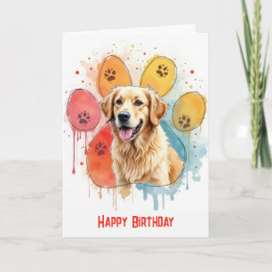 Tarjeta Perro de raza Retriever Dorado de cumpleaños en un