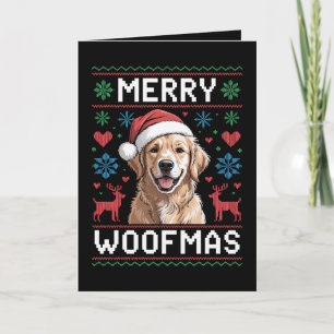 Tarjeta Perro de Retriever Dorado de Sombrero de Navidad M