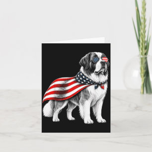 Tarjeta Perro de San Bernardo con bandera estadounidense d