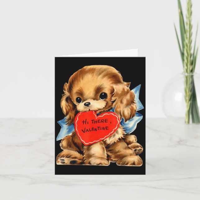 Tarjeta Perro de San Valentín Retro Vintage  (Anverso)