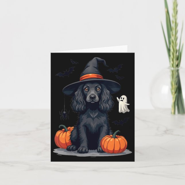 Tarjeta Perro de Spaniel Er Temático de Halloween de Mujer (Anverso)