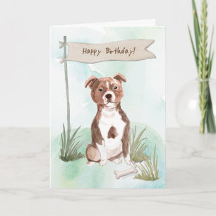 Tarjeta Perro de Staffordshire Bull Terrier Bajo Rótulo de