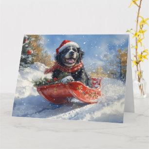 Tarjeta Perro de Terranova en manga deja que nieve Navidad