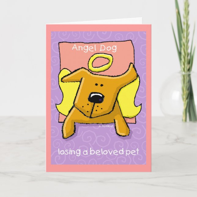 Tarjeta Perro del ángel, perdiendo a un mascota querido (Anverso)