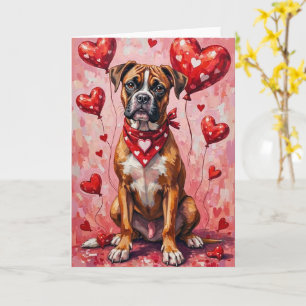 Tarjeta Perro del Día de San Valentín de Boxer con Corazon