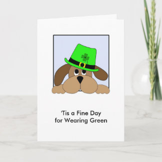 Tarjeta Perro del día de St Patrick con el gorra