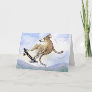 Tarjeta Perro del whippet del vuelo