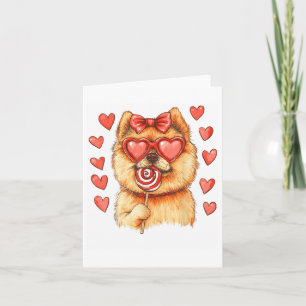 Tarjeta Perro día de San Valentín Pomeraniano Con Corazón 