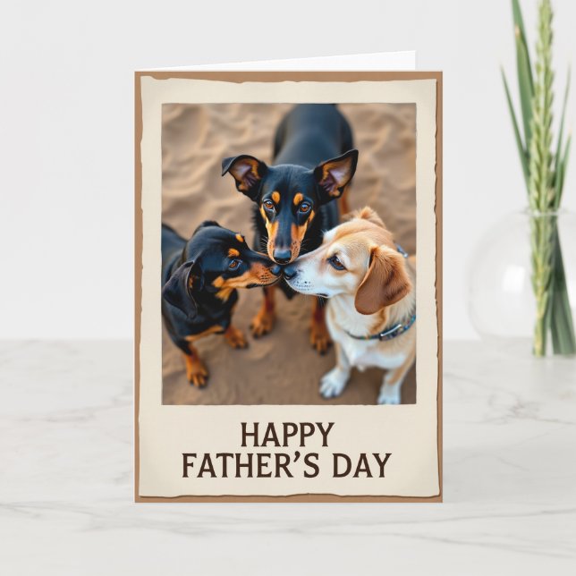 Tarjeta Perro Día del Padre Floral (Anverso)