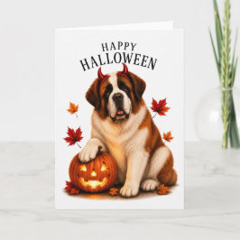 Tarjeta Perro diablo de Halloween San Bernardo