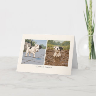 Tarjeta Perro Divertido con Precaución Selectiva y Barro