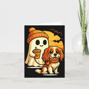 Tarjeta Perro divertido fantasma paseando cavalier king ch