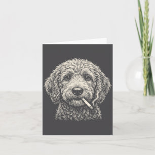 Tarjeta Perro Divertido Fumando Cigarrillo Golden Doodle