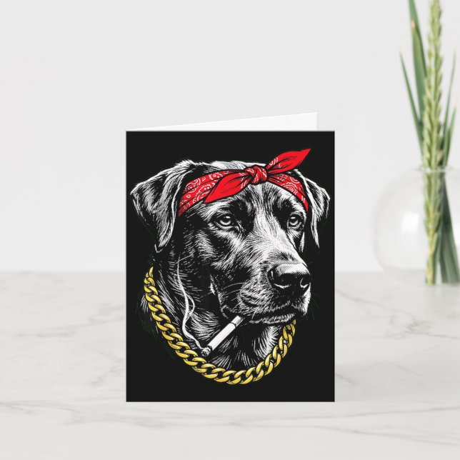 Tarjeta Perro divertido fumando cigarrillo labrador retrie (Anverso)