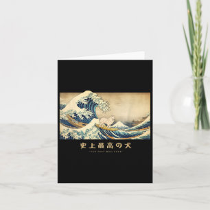 Tarjeta Perro divertido Samoyedo surfista Ola de Kanagawa 