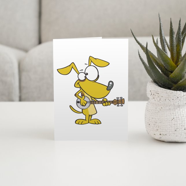 Tarjeta Perro Divertido Tocando Música de Banjo (Subido por el creador)