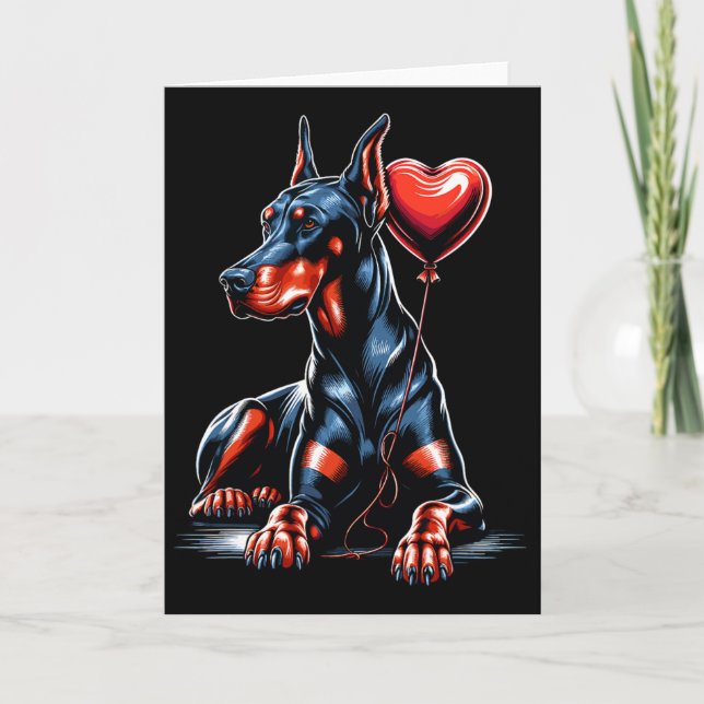 Tarjeta Perro Doberman Día de San Valentín Dueño de Perro  (Anverso)