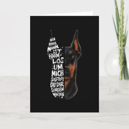 Tarjeta Perro Doberman dice regalo inofensivo
