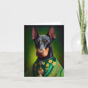 Tarjeta Perro Doberman en vestido de San Patricio