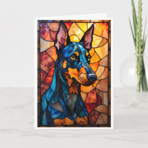 Tarjeta Perro Doberman estilo vidrio emplomado