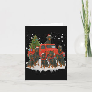 Tarjeta Perro Doberman Nscher Camión Rojo Árbol de Navidad