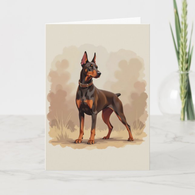 Tarjeta Perro Doberman Pinscher Marrón Óxido Rojo (Anverso)