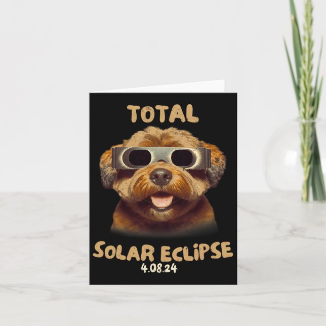 Tarjeta Perro Eclipse Con Gles De Eclipse Solar (Anverso)
