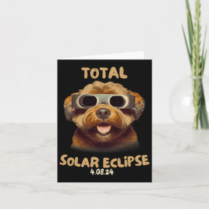Tarjeta Perro Eclipse Con Gles De Eclipse Solar
