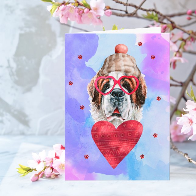 Tarjeta Perro El día de San Valentín Blue Purple Saint Ber (Subido por el creador)