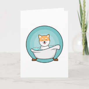Tarjeta Perro en bañera