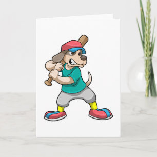 Tarjeta Perro en béisbol con bate de béisbol