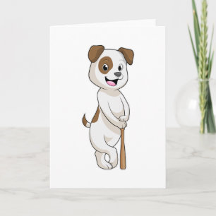 Tarjeta Perro en béisbol con bate de béisbol