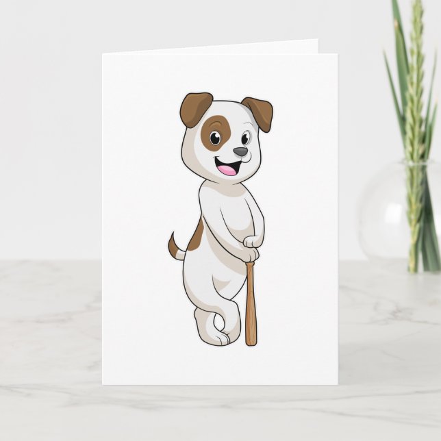 Tarjeta Perro en béisbol con bate de béisbol (Anverso)
