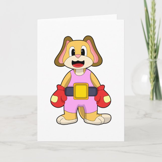 Tarjeta Perro en boxeo con guantes de boxeo (Anverso)