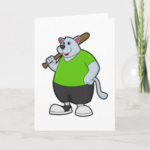 Tarjeta Perro en el béisbol con bate de béisbol