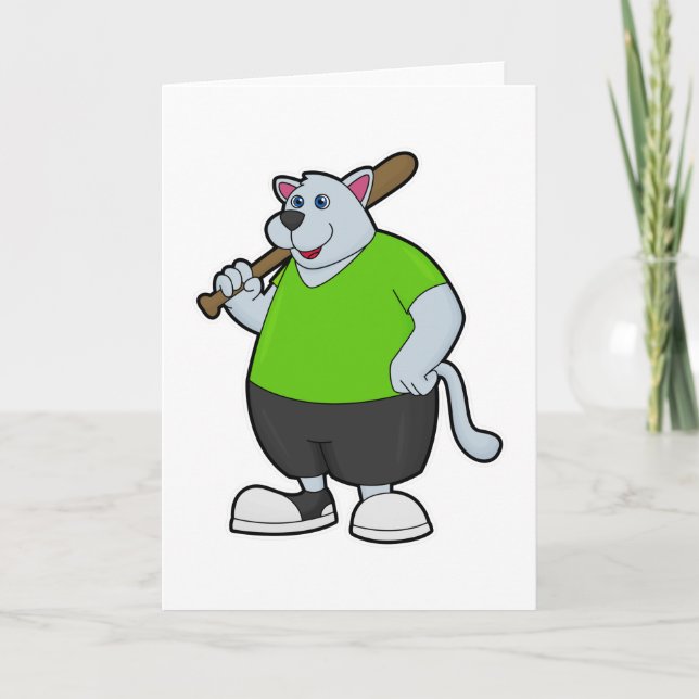 Tarjeta Perro en el béisbol con bate de béisbol (Anverso)