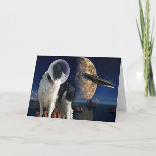 Tarjeta Perro en el espacio: planeta de OVNI