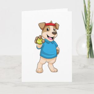 Tarjeta Perro en el tenis con baile de tenis