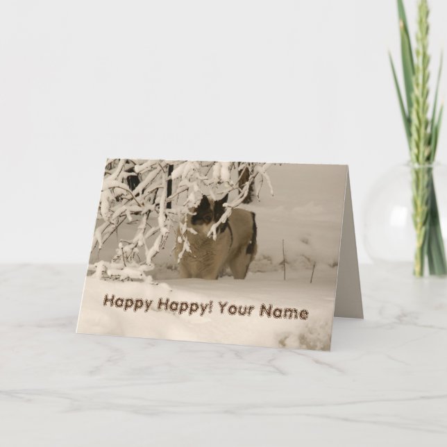 Tarjeta Perro en invierno (Anverso)