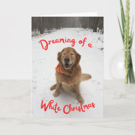 Tarjeta Perro en la nieve soñando con Navidades blancos
