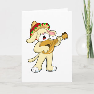 Tarjeta Perro en Música con Guitarra