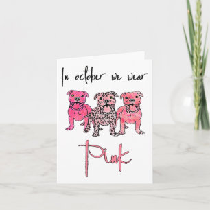 Tarjeta Perro En Octubre Nosotros Usamos Cinta Rosa Cáncer