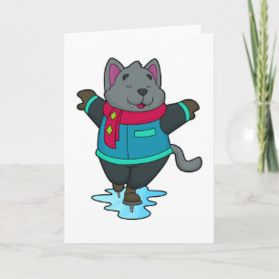 Tarjeta Perro en patinaje sobre hielo con patines de hielo